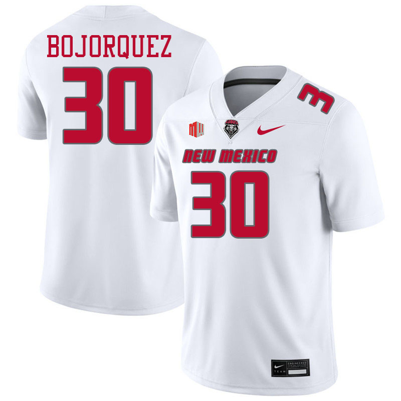 New Mexico Lobos #30 Corey Bojorquez College Football Jerseys,Uniforms-White